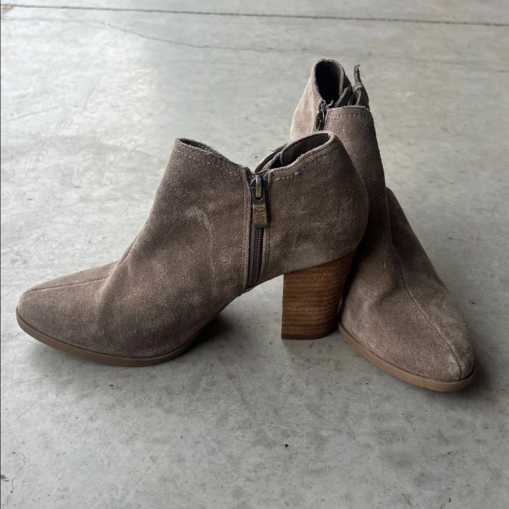 Franco Sarto Women's Ellia Shoes Taupe Side Zipper Booties With Heel, sz 8 🍒 - Picture 3 of 8